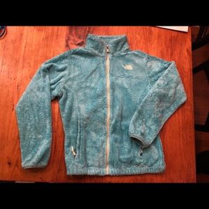 North Face girls teal fleece jacket